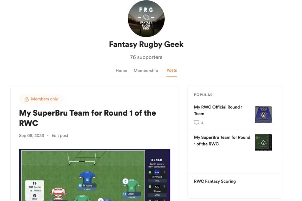 Fantasy Rugby Geek Premium Fantasy Rugby World Cup Tip